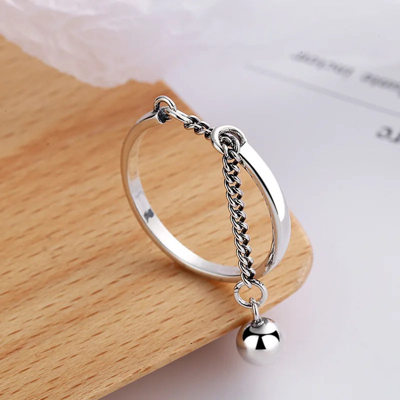 Adjustable simple fashion chain tassel ring